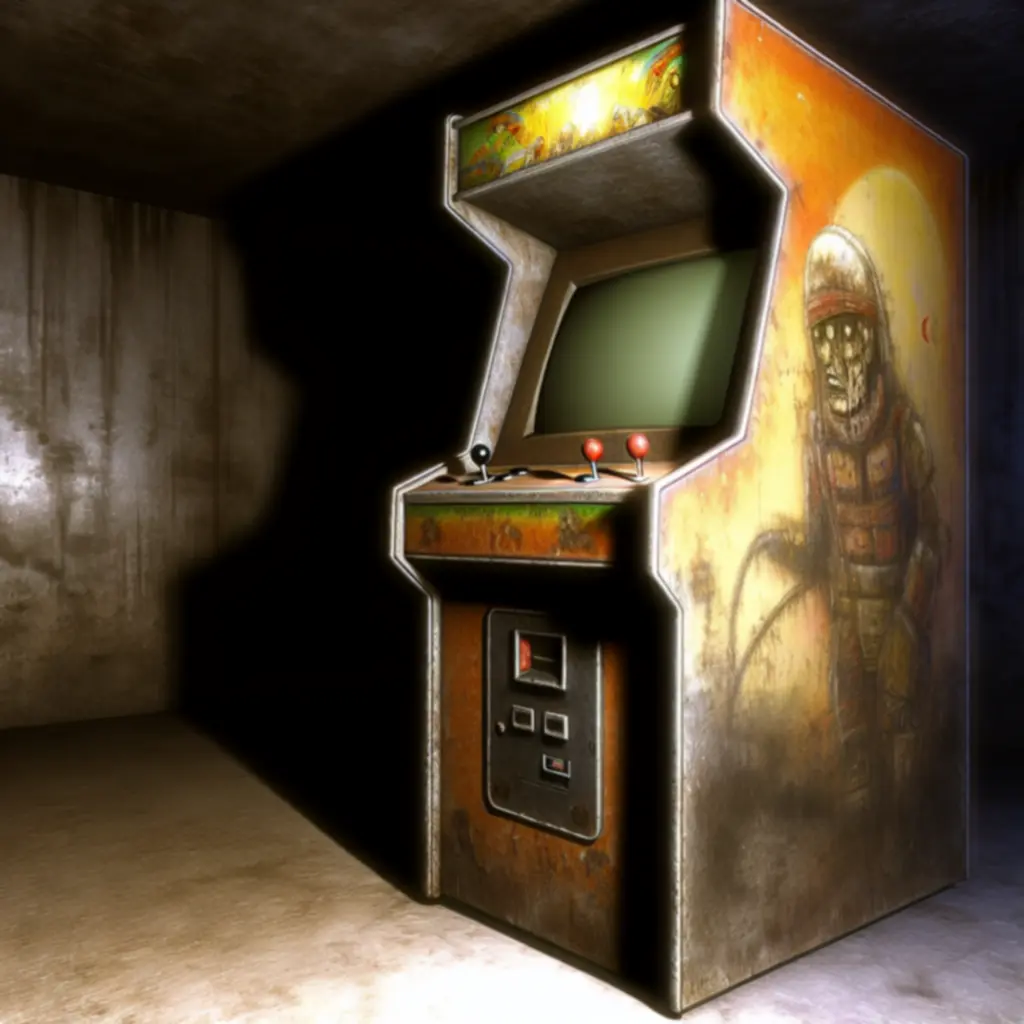 Maszyna arcade przed renowacją – przetarte krawędzie, uszkodzona grafika